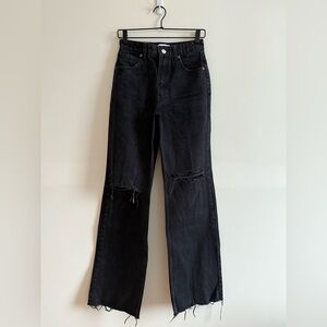 ZARA Wide leg distressed denim pants